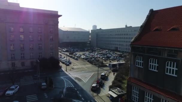 Square Silesian Sejm Katowice Aerial View Кадри Високої Якості — стокове відео