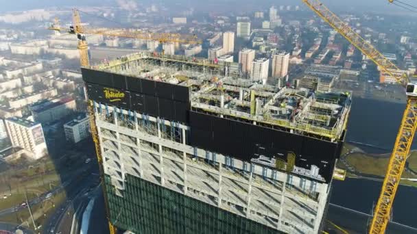 Aerial View Tallest Building Katowice Ktw High Quality Footage — Video