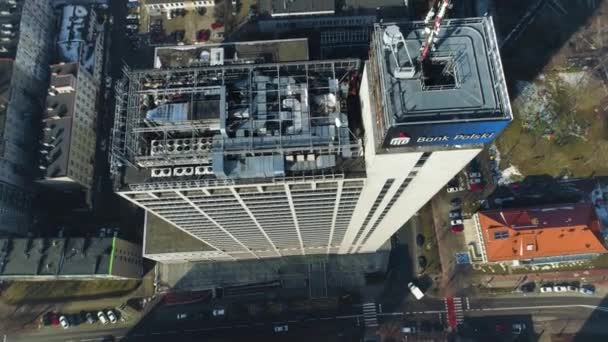 マリオットカトヴィツェ市センターによるコートヤードの空中ビュー 高品質4K映像 — ストック動画