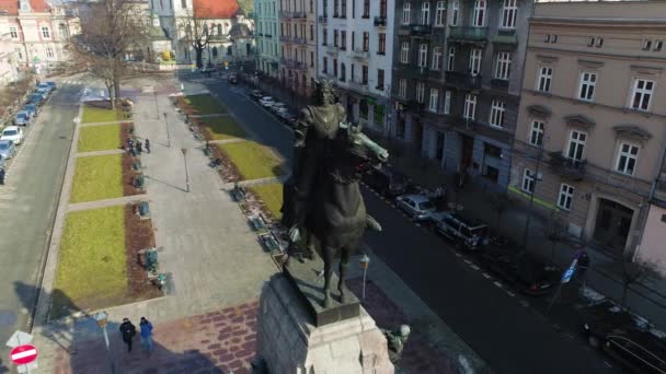 Aerial View Battle Grunwald Monument Cracow Beautiful Polish Footage High — Wideo stockowe