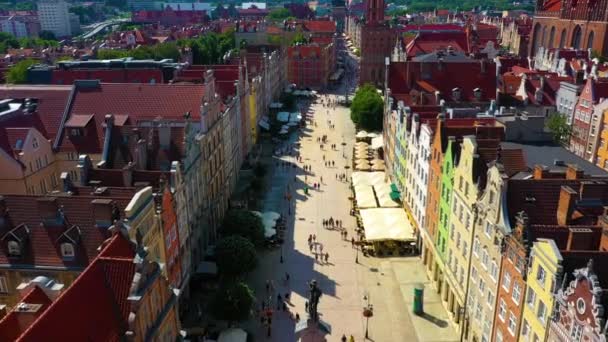 Luftaufnahme Der Altstadt Von Danzig Hochwertiges Filmmaterial — Stockvideo