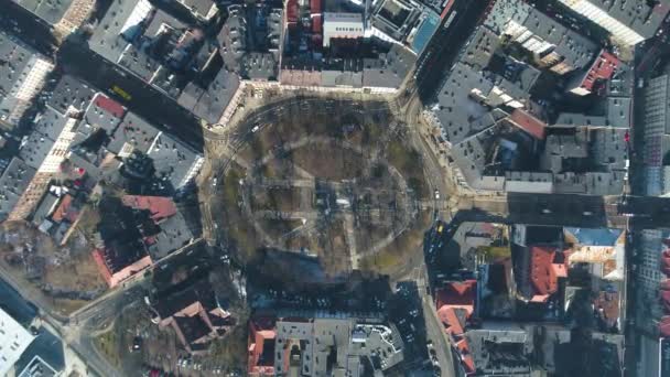 Freedom Square Katowice Aerial View Top High Quality Footage — Stockvideo