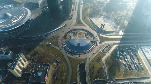 Aerial View Katowice Rondo Beautiful Town View High Quality Footage — Stockvideo