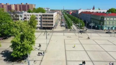 Hyperlapse Aerial view of downtown in Czestochowa. Beautiful Poland. High quality 4k footage