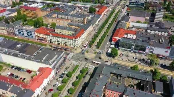 Luchtfoto Van Het Centrum Czestochowa Prachtig Polen Hoge Kwaliteit Beeldmateriaal — Stockvideo
