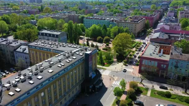 Aerial View Solidarity Square Center Czestochowa Beautiful Poland High Quality — Vídeo de Stock