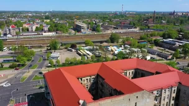 Aerial View Czestochowa Train Station Beautiful Poland High Quality Footage — Video