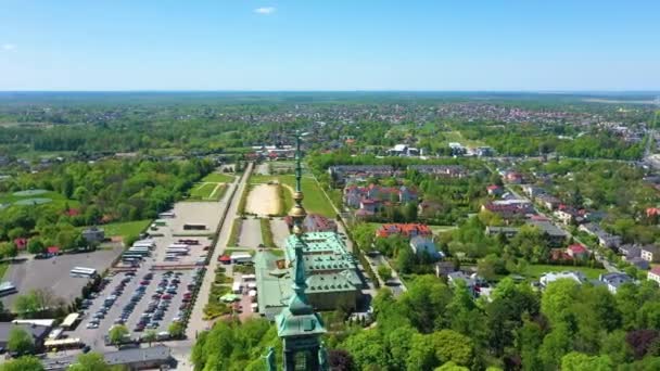 Aerial View Jasna Gora Monastery Czestochowa High Quality Footage — Stockvideo