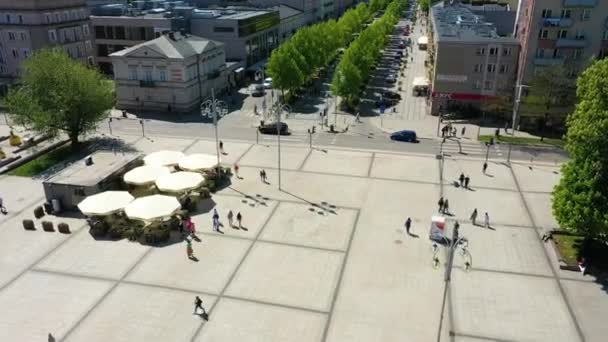 Aerial View Downtown Czestochowa High Quality Footage — Stok video