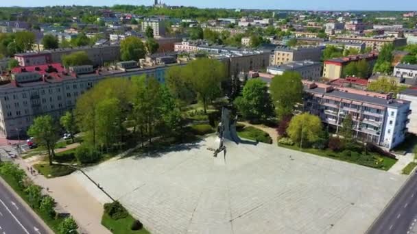 Aerial View Downtown National Memorial Square Czestochowa High Quality Footage — Vídeo de Stock