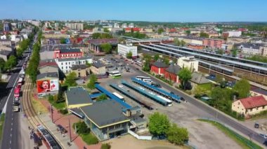Aerial view of the Czestochowa train station. Beautiful Poland. High quality 4k footage