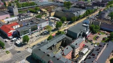 Aerial view of downtown in Czestochowa. Beautiful Poland. High quality 4k footage