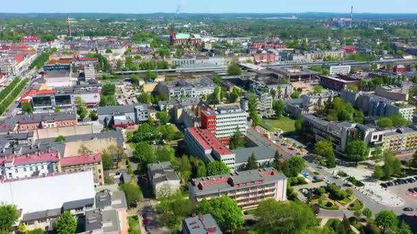 Aerial View Downtown Czestochowa Beautiful Poland High Quality Footage — Stok video