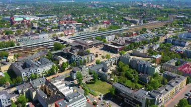 Aerial view of downtown in Czestochowa. Beautiful Poland. High quality 4k footage