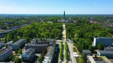 Aerial view of The Jasna Gora Monastery in Czestochowa. High quality 4k footage
