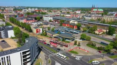 Aerial view of the Czestochowa train station. Beautiful Poland. High quality 4k footage