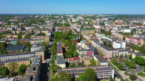 Aerial View Downtown Czestochowa High Quality Footage — Stockvideo