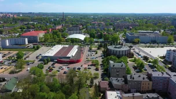 Aerial View Downtown National Memorial Square Czestochowa High Quality Footage — Vídeo de Stock