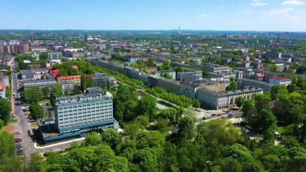 Aerial View Longest Avenue Promenade Czestochowa Deptak Aleje Poland High — Vídeo de Stock