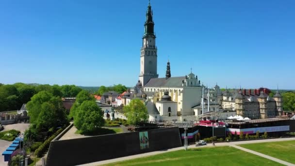 Aerial View Jasna Gora Monastery Czestochowa High Quality Footage — стоковое видео