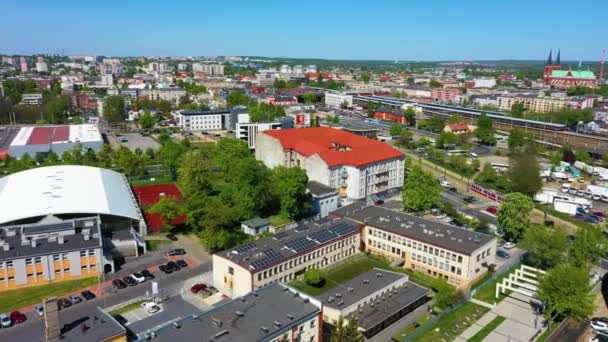 Aerial View Czestochowa Train Station Beautiful Footage High Quality Footage — Stock videók