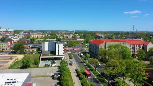 Aerial View Czestochowa Train Station Beautiful Poland High Quality Footage — стоковое видео
