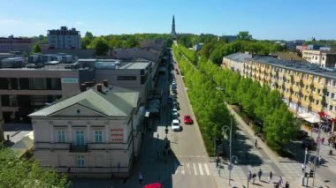 Aerial view of downtown in Czestochowa. Beautiful Poland. High quality 4k footage