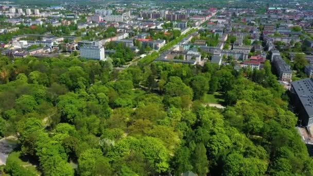 Aerial View Park Stanislawa Staszica Czestochowa High Quality Footage — стокове відео