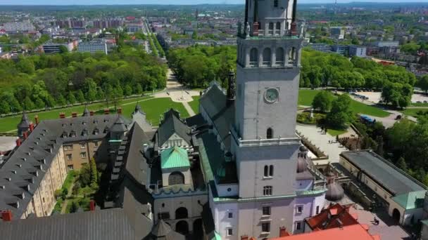 Aerial View Jasna Gora Monastery Czestochowa High Quality Footage — Stock Video