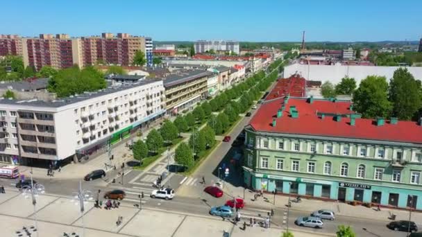 Aerial View Downtown Czestochowa Beautiful Poland High Quality Footage — Vídeo de Stock