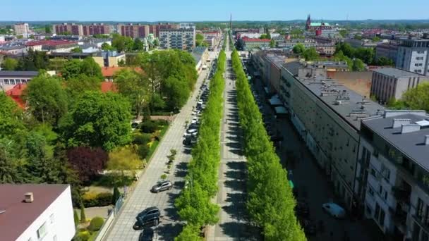 Aerial View Longest Avenue Promenade Czestochowa Deptak Aleje High Quality — Vídeo de Stock