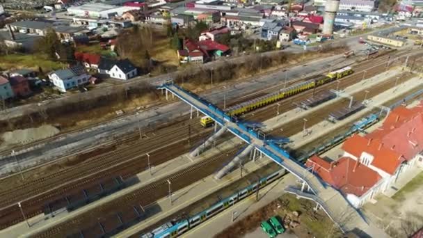 Zywiec Railway Station Aerial View High Quality Footage — стокове відео