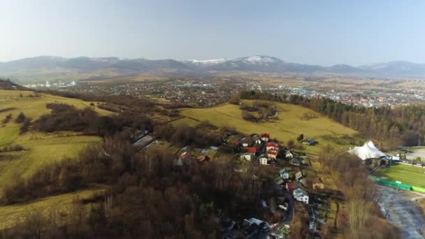 Panorama Und Hügel Zywiec Polnische Luftaufnahme Hochwertiges Filmmaterial — Stockvideo