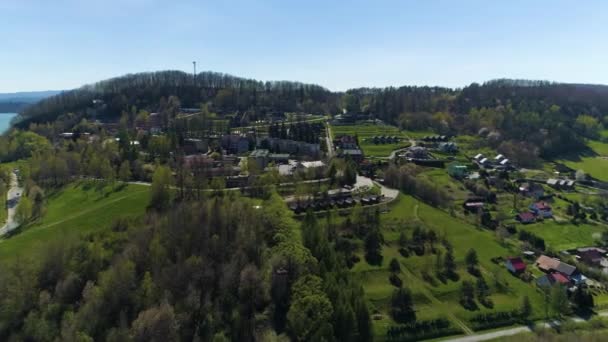 Деревня Солина Бещадах Имеет Вид Польшу Воздуха Высококачественные Кадры — стоковое видео