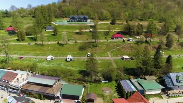 Solina Havaalanı Ndaki Kamp Alanı Bieszczady Dağları Polonya Yüksek Kalite — Stok video
