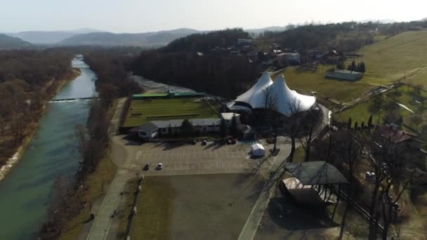 Das Amphitheater Zywiec Polnische Luftaufnahme Hochwertiges Filmmaterial — Stockvideo