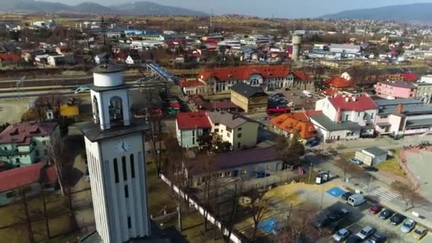 Zywiec Railway Station Aerial View High Quality Footage — Stock video