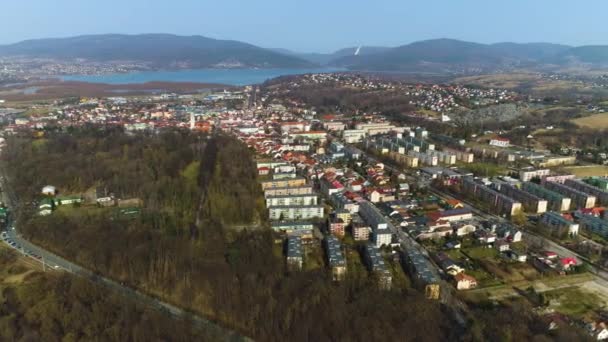 Beautiful Panorama Zywiec Polish Aerial View High Quality Footage — Stockvideo