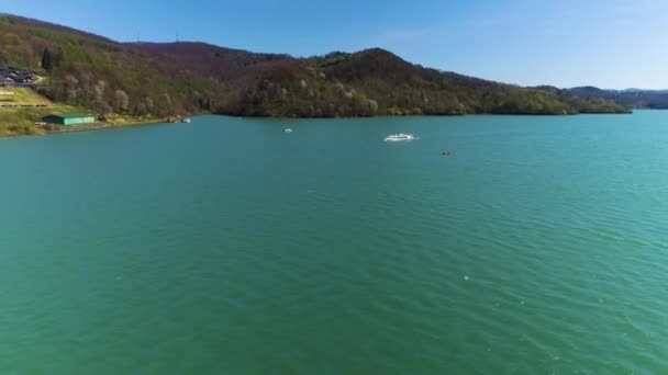 View Solina Lake Bieszczady Aerial Poland High Quality Footage — Videoclip de stoc