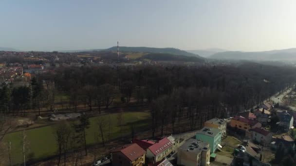 Castle Park Zywiec Polish Aerial View High Quality Footage — Stockvideo