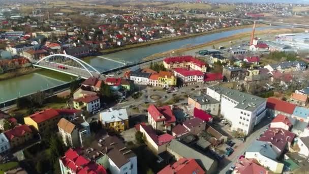 Rondo Grunwaldzki Square Zywiec Polsk Aerial View Høj Kvalitet Optagelser – Stock-video