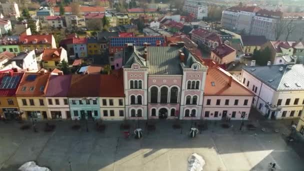 Town Hall Zywiec Aerial View Poland High Quality Footage — Stock Video
