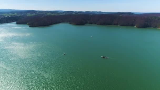 Vista Del Lago Solina Bieszczady Aerea Polonia Filmati Alta Qualità — Video Stock
