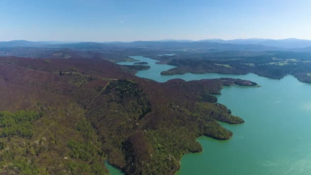 Beautiful View Solina Lake Bieszczady Aerial View Poland High Quality — Video Stock