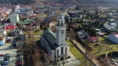 Florians Church In Zywiec Aerial View. High quality 4k footage