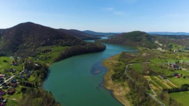 Timelapse Solina Beautiful Village In Bieszczady Mountains Aerial View Poland. High quality 4k footage