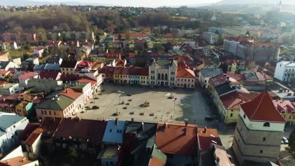 Schöner Marktplatz Zywiec Luftaufnahme Hochwertiges Filmmaterial — Stockvideo