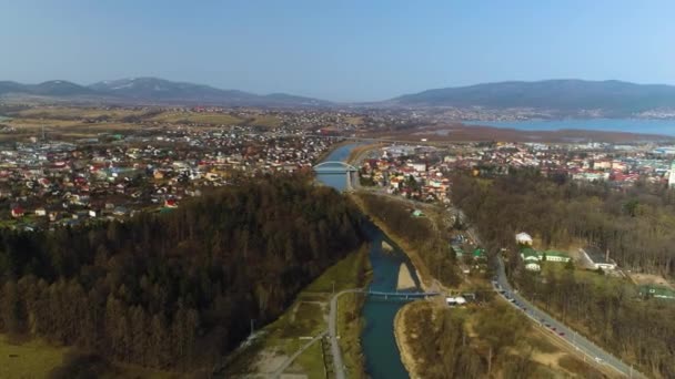 Beautiful Panorama Zywiec Polish Aerial View High Quality Footage — стокове відео