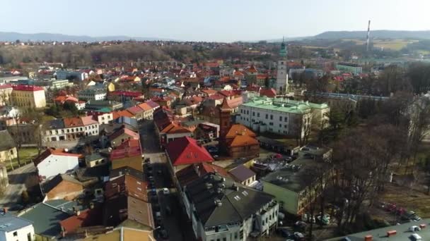 Center Zywiec Polish Aerial View High Quality Footage — стокове відео