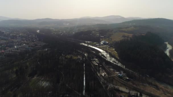 Panorama Zywiec Polish Aerial View High Quality Footage — Stockvideo